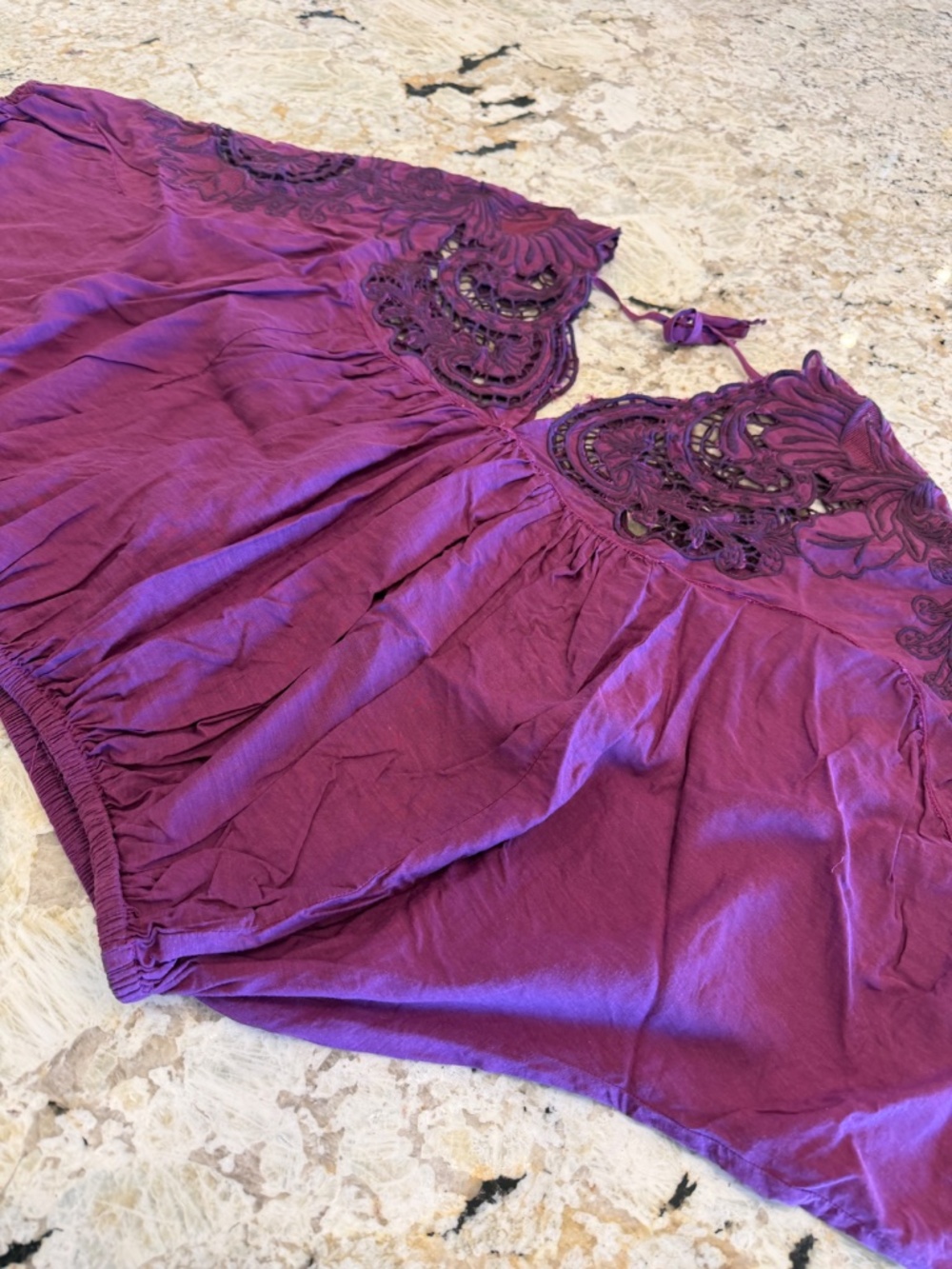 Free People Top Blouse Cutwork Dolman Oversized Cotton Blend Boho Flowy Relaxed